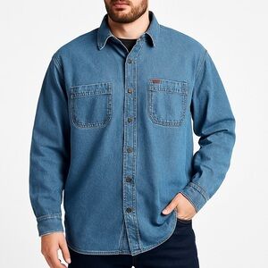 Wolverine fleece lined workwear denim shacket rugged warm layer XXL